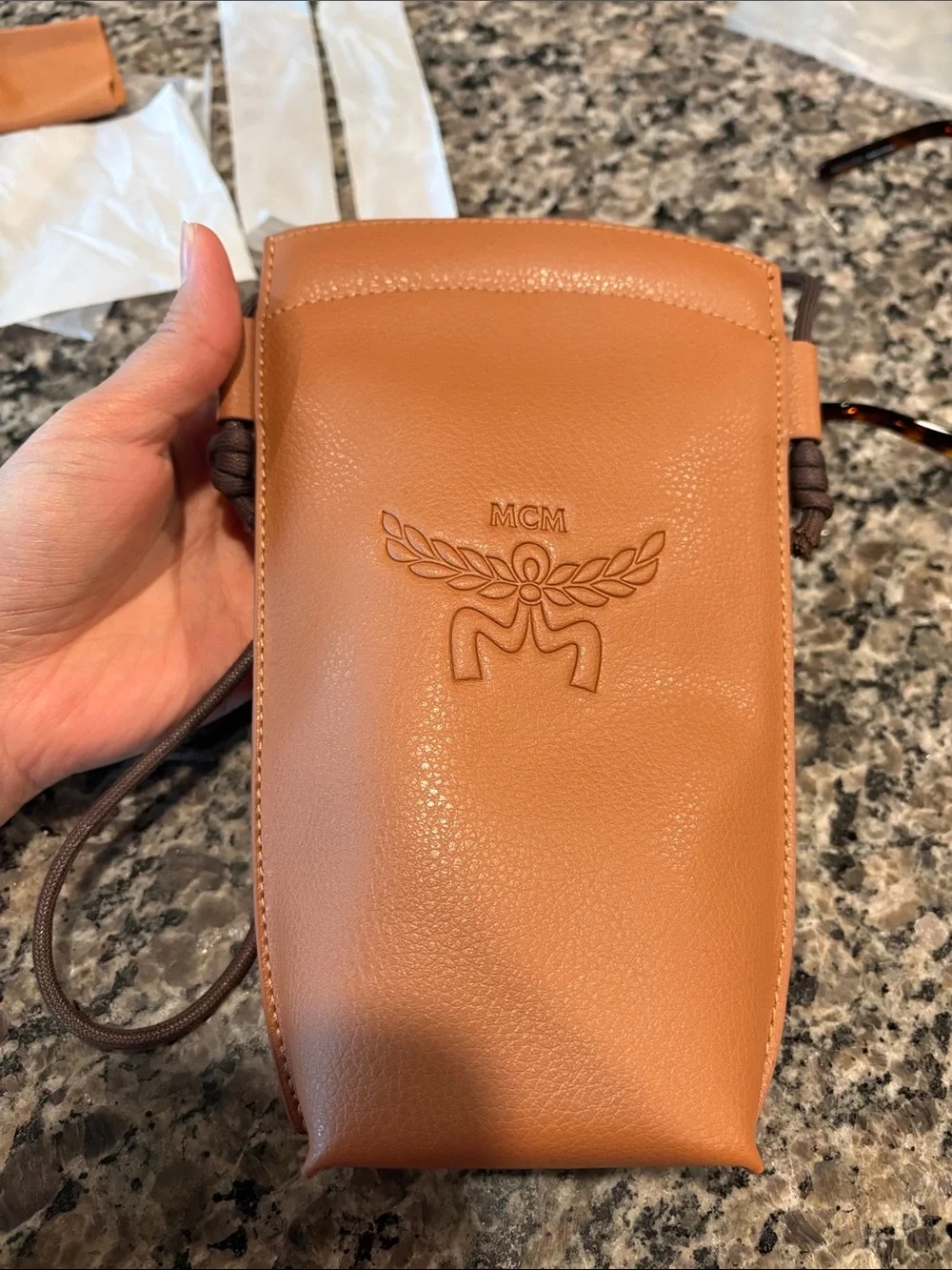 MCM Tortoiseshell Sunglasses with Crossbody Pouch